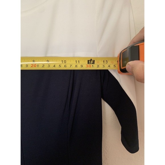 Lauren Ralph Lauren Navy and White Color Block Midi Dress Size 4 - Picture 7 of 11